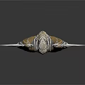 Fantasy Sword Design With Intricate Golden Hilt And Metallic Blade Details