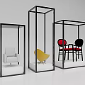 Sensory Cubes With White Panels And Wooden Poles Among Standing People
