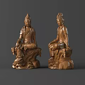 Exquisite Traditional Seated Buddha Sculptures With Intricate Wooden Carving Details And Base