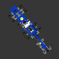 Building Blocks Mechanical Vehicle Model in Blue and Yellow with Wheels and Gear Mechanisms