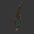 Unique Decorative Copper Blade With Green Handle And Blue Gemstone Design 3d model