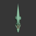 Turquoise Fantasy Creature Character with Orange Antlers and Slender Body for Game Movie