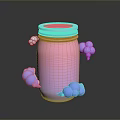 Pastel Pink Gradient Jar With White Lid And Cloud Shaped Decorations