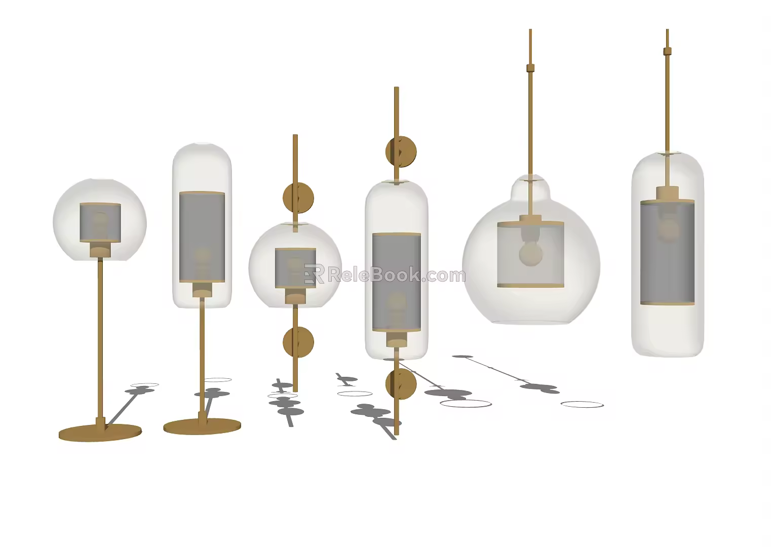 Modern lamp combination wall lamp chandelier table lamp combination 3d model
