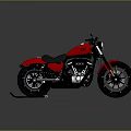 Red Motorcycle With Black Seat And Wheels On Gray Background Modern Design