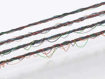 Industrial Equipment Colored Cable Harnesses With Multiple Wires For Machinery Wiring Systems 3d model