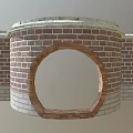 Architectural Red And White Brick Structure With Arched Design Circular Opening 3d model