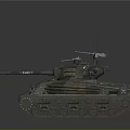 Military Tank With Weathered Armor Rotating Turret Metal Tracks And Antenna