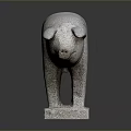 Stone Pig Statue With Square Base Standing Posture And Detailed Texture