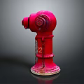 Red Fire Hydrant With Chain And Weathered Finish In Classic Design