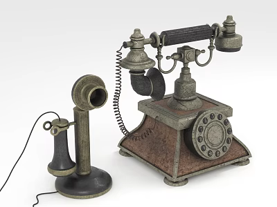 Vintage Daily Use Telephones With Retro Design And Classic Dial Mechanism Models 3d model