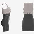 Sleeveless Two Tone Women's Dress With Light Upper Dark Lower And Slim Fit Design For Fashion