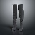 Stylish Gray Knee High Suede Boots With Low Heel For Women Fashion