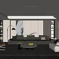 Modern Living Room Interior With Beige Sofa Round Coffee Table And Green Plants
