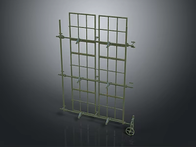 Portable Metal Frame Structure With Grid Design And Mobile Wheels 3d model