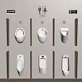 Wall Mounted White Ceramic Urinals Arranged With Partitions In Modern Restroom