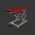 Red Mobile Hydraulic Lift Cart With Metal Frame And Swivel Wheels