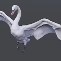 White Swan Aquatic Bird With Spread Wings Graceful Pose And Detailed Feathers