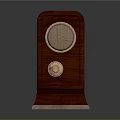 Classic Vintage Radio With Wooden Case Circular Speaker And Brass Knob
