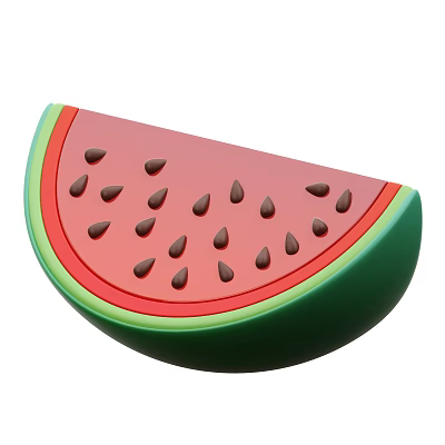 Fresh Watermelon Slice With Green Rind Red Flesh And Black Seeds 3d model Fresh Watermelon Slice With Green Rind Red Flesh And Black Seeds 3d model