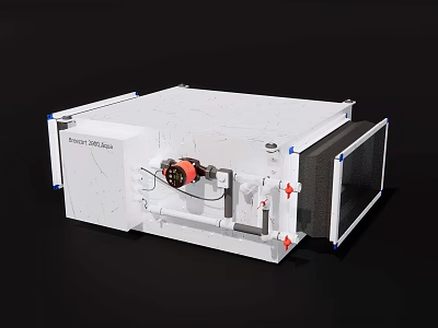 White Commercial Air Conditioner Fan With Modern Design And Visible Red Motor Components 3d model