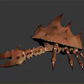 Realistic 3D Render of Spiky Orange Crab with Sharp Claws and Exoskeleton
