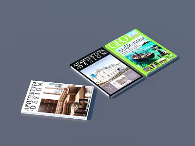 Books and Magazines With Various Covers Featuring Architecture Travel and Design Themes 3d model