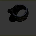 Black Circular Tech Accessory With Sleek Design And Button Details On Dark Background 3d model