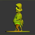 Two Cartoon Characters In Red Outfit Top Hat And Purple Pants Posing On Circular Platform