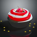 Delicious Cupcake With Red And White Cream Cherry On Top Surrounded By Yellow Star Decorations