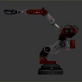 Industrial Robotic Arm With Red And Silver Mechanical Structure Rotating Base And Operational Components 3d model