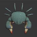 Turquoise Crab 3D Model With Red Tipped Claws On Black Background 3d model