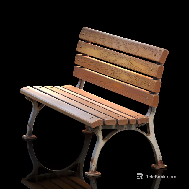 Wooden Bench With Metal Frame And Natural Wood Grain Design On Black Background 3d model 