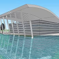 Modern Building Exterior With Curved Roof And Geometric Floor Tiles
