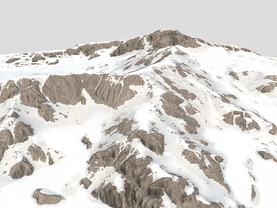 Natural Snowy Mountain Terrain With Snow Covered Peaks And Rocky Outcrops 3d model