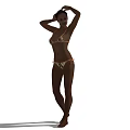 A Woman in Bikini Standing with Hands Raised Above Head and Brown Skin