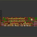 Medieval Tavern Interior With Wooden Tables Chairs Red Carpet Barrels And Stone Fireplace