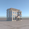 Modern Three Story Detached Villa With Balcony Arched Entrance And Large Windows