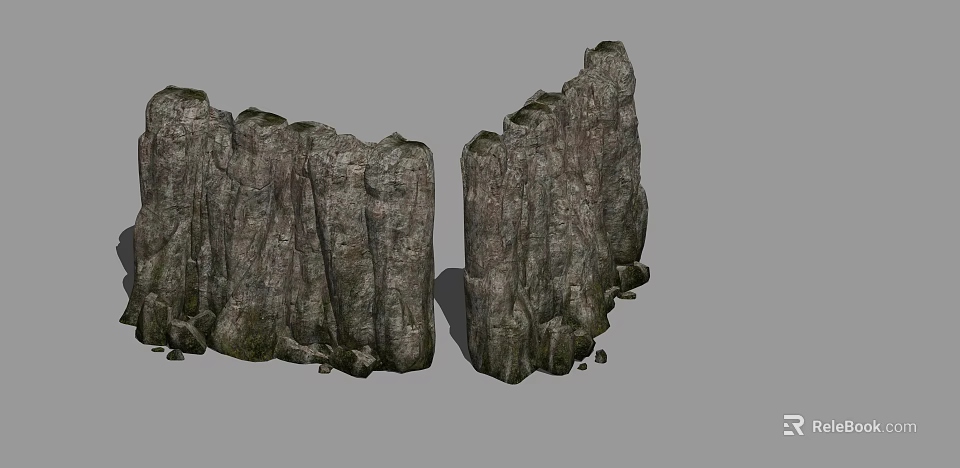 Natural Rock Formations With Textured Surface And Rugged Cliff Structures 3d model 