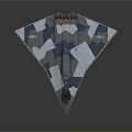 Triangular Unmanned Aerospace Craft For Space Exploration With Blue Gray Camouflage Pattern