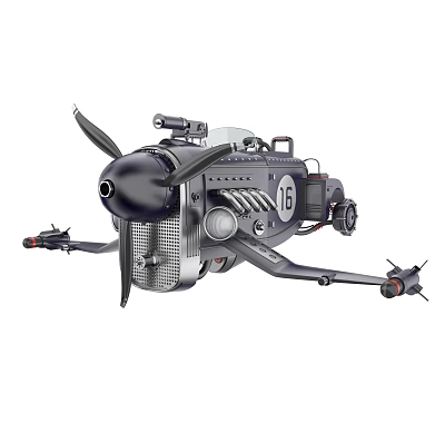 Vintage Fighter Plane Featuring Propeller Number 16 Mechanical Details And Weaponry 3d model