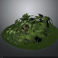 Jungle Adventurer Character Amidst Lush Tropical Plants And Green Grass Terrain