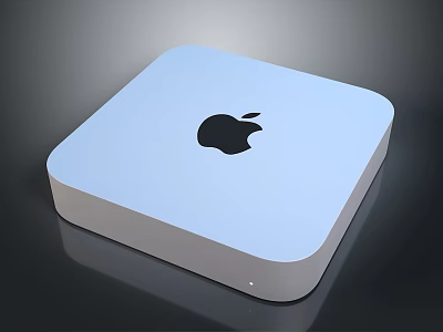 Apple Light Blue Square Streaming Device With Black Logo And Modern Design 3d model