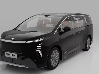 Modern Black Luxury MPV With Brown Interior And Sleek Exterior Design 3d model