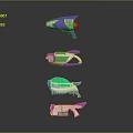 Futuristic Toy Weapons With Purple Green White And Orange Colorful Designs