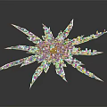 Snowflake Shaped Urban Architectural Layout With Radial White High Rise Buildings And Central Blue Area