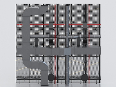 Industrial Air Duct Ceiling Air Conditioning Duct Trunking Fire Duct Air Conditioning Air Outlet Fresh Air Duct 3d model