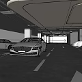 Modern Parking Garage Interior With Parked Cars Well Lit Lanes And Directional Arrows
