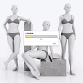 Modern Model Female Model Costume Dummy Props 3d model