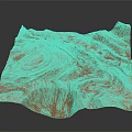 Red Textured Wavy 3D Terrain Model With Mountainous Canyon Surface Features 3d model